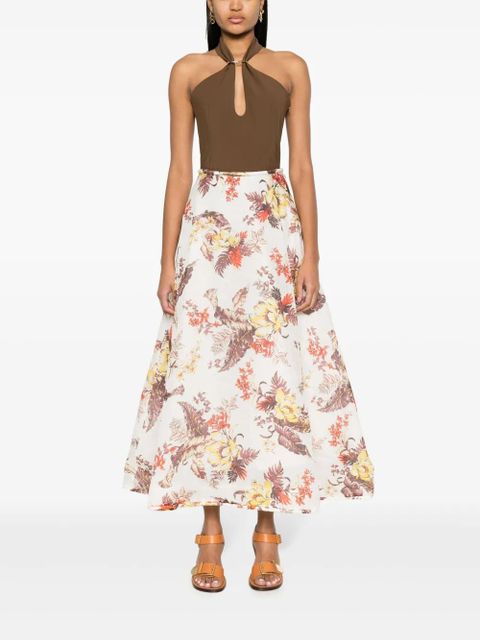 ZIMMERMANN Matchmaker floral-print A-line skirt - Neutrals