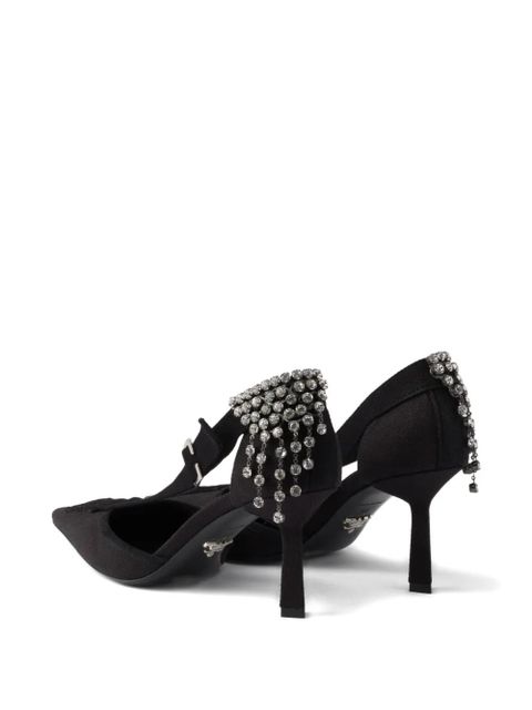 Prada crystal-appliqués canvas pumps - Black