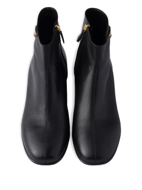 Prada triangle-logo zip ankle boots - Black