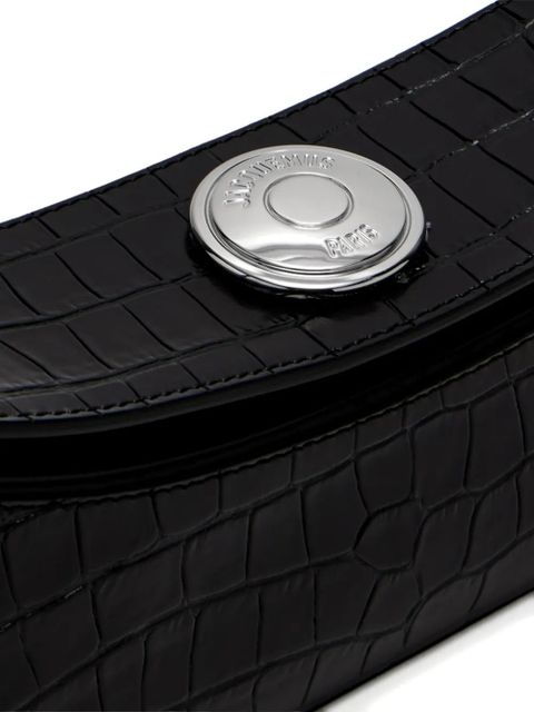 Jacquemus A Clutch Ovalo crocodile-embossed shoulder bag - Black