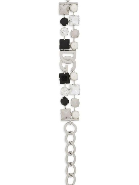 Dolce & Gabbana DG-logo rhinestone-embellished bracelet - Silver