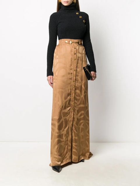 Balmain chain logo jacquard skirt - Neutrals