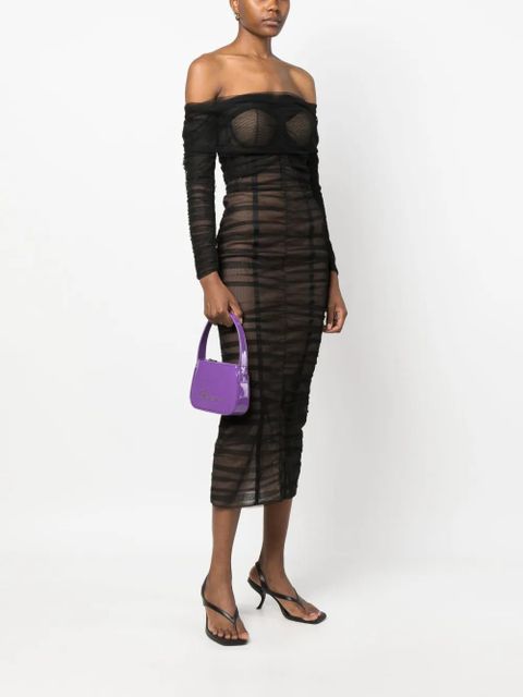 Blumarine patent-finish rhinestone tote bag - Purple