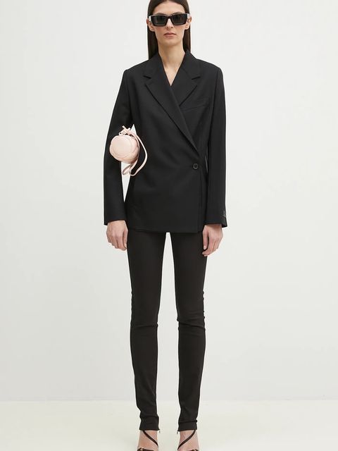 Kenzo marynarka wełniana kolor czarny jednorzędowa gładka FF52VE2589RA.99