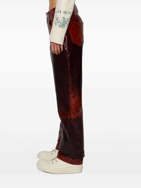 Marine Serre airbrushed leather straight-leg trousers - Red
