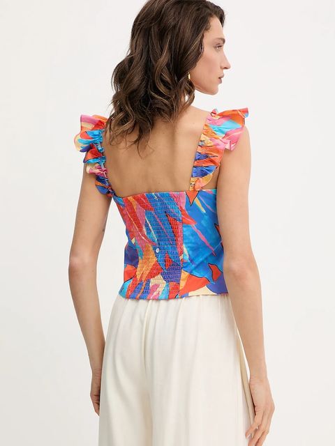 Morgan top bawełniany damska kolor pomarańczowy wzorzysta OBANA.F