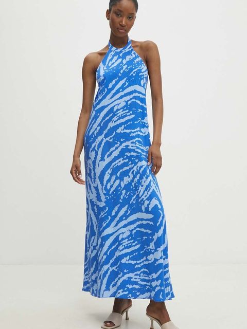 Answear.LAB sukienka kolor niebieski maxi oversize