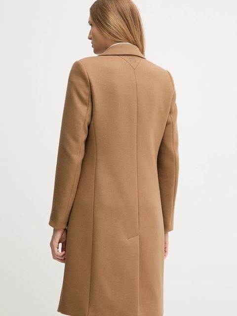 Tommy Hilfiger płaszcz z dodatkiem wełny kolor brązowy WW0WW46547 - zdjęcie produktu nr 2