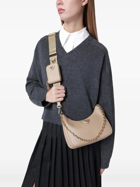 Prada chain triangle cross body bag - Neutrals - zdjęcie produktu nr 2