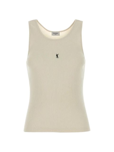 Saint Laurent logo-embroidered tank top - Neutrals - zdjęcie produktu nr 1