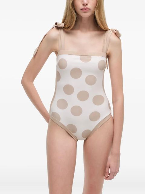 Simkhai polka-dot tie-detail swimsuit - Neutrals