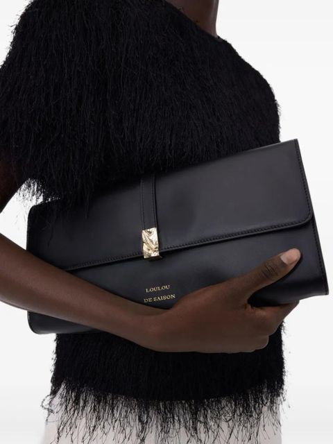 LouLou de Saison Elmer leather clutch - Black