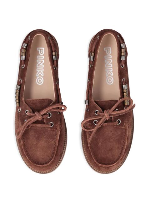 PINKO suede lace-up loafers - Brown