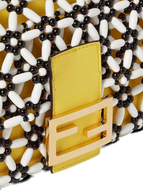 FENDI Baguette beaded-flowers shoulder bag - Yellow
