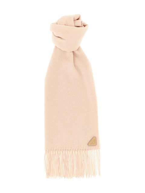 Prada fringed logo-detail scarf - Pink - zdjęcie produktu nr 1