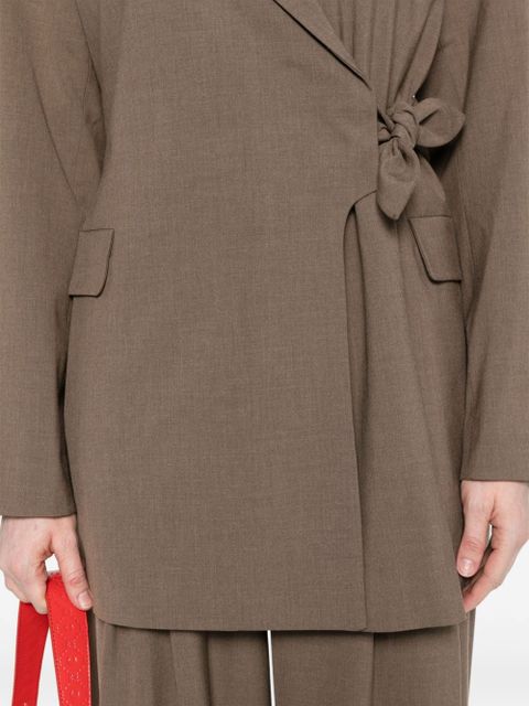 GANNI knot-belt wrap blazer - Brown