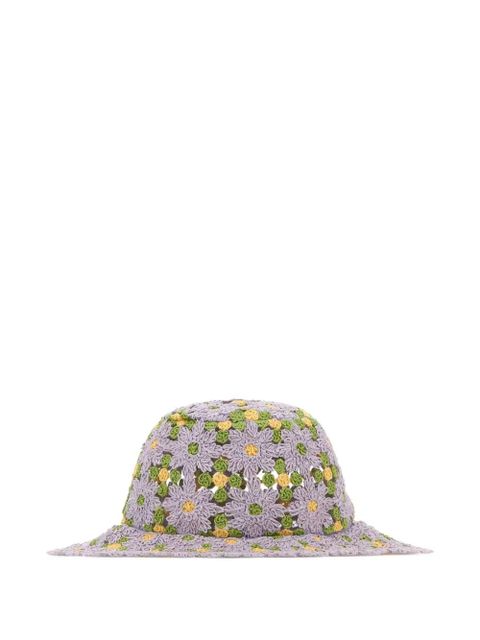 FENDI embroidered crochet bucket hat - Purple