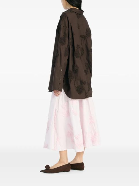 ROTATE BIRGER CHRISTENSEN flower oversized shirt - Brown