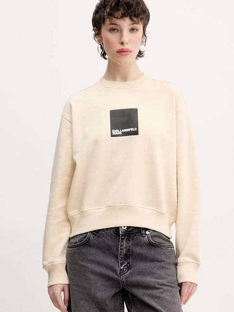Karl Lagerfeld Jeans bluza bawełniana damska kolor beżowy z nadrukiem A1W20006 - zdjęcie produktu nr 1