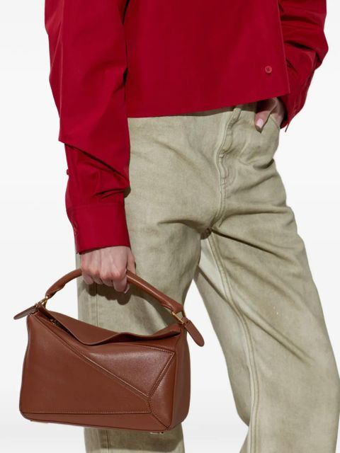 LOEWE small Featherlight Puzzle leather tote bag - Brown - zdjęcie produktu nr 2