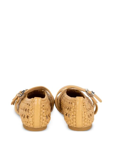Michael Kors Indy Flex woven buckle-strap ballet flats - Neutrals