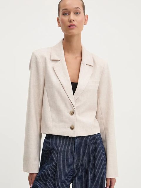 Abercrombie & Fitch marynarka kolor beżowy jednorzędowa melanżowa KI144-4142