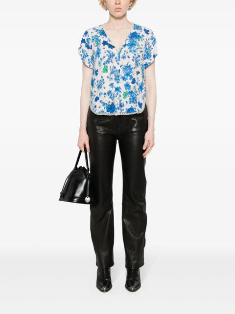 Zadig&Voltaire Tiffiny floral-print crepe blouse - Blue