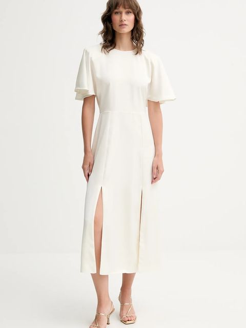 Rotate sukienka kolor beżowy midi rozkloszowana 114661857 - zdjęcie produktu nr 1