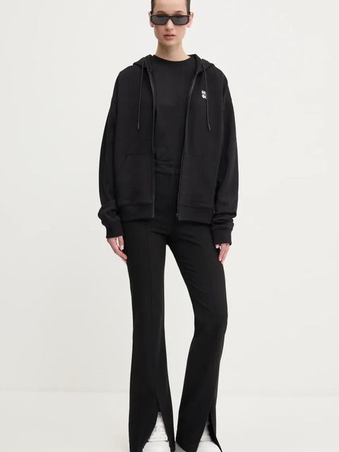 HUGO bluza bawełniana damska kolor czarny z kapturem gładka 50535240 - zdjęcie produktu nr 2