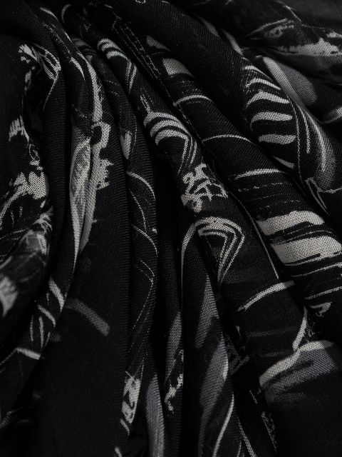 Karl Lagerfeld chusta z jedwabiem K/SKETCH damska kolor czarny wzorzysta A4W33116 - zdjęcie produktu nr 2