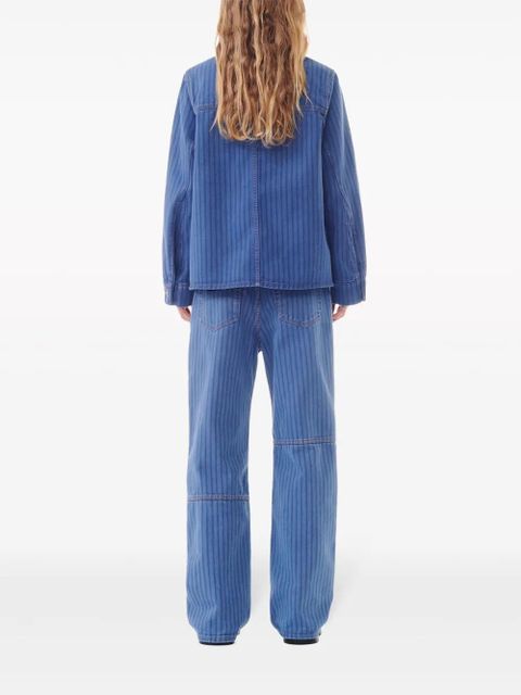 GANNI striped denim jacket - Blue