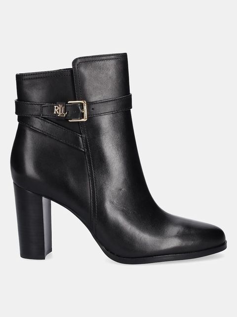 Lauren Ralph Lauren botki skórzane Brke Bt Hl 2 damskie kolor czarny na słupku 802974474001 - zdjęcie produktu nr 2
