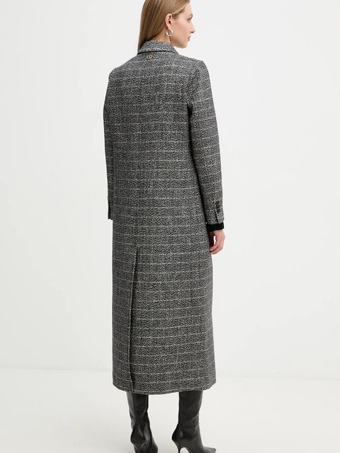 Twinset płaszcz z dodatkiem wełny kolor beżowy 252TT2041