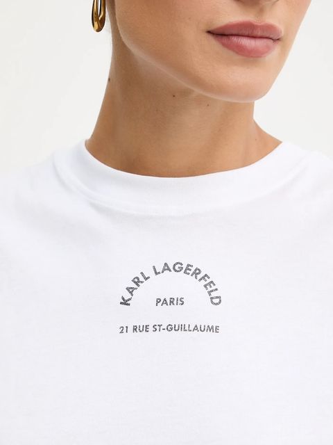 Karl Lagerfeld t-shirt bawełniany damski kolor biały B1W17032