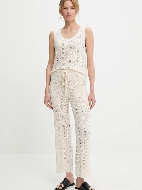 Answear.LAB bluzka i spodnie bawełniane damski kolor beżowy - zdjęcie produktu nr 1