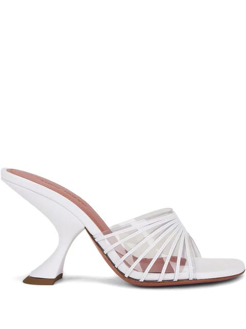 Amina Muaddi sculpted-heel strap mules - White - zdjęcie produktu nr 1