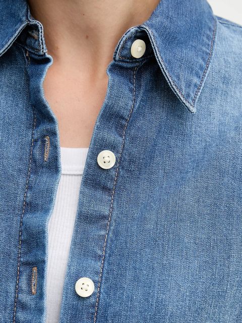 Calvin Klein Jeans koszula jeansowa damska kolor niebieski relaxed z kołnierzykiem klasycznym LV047D758G