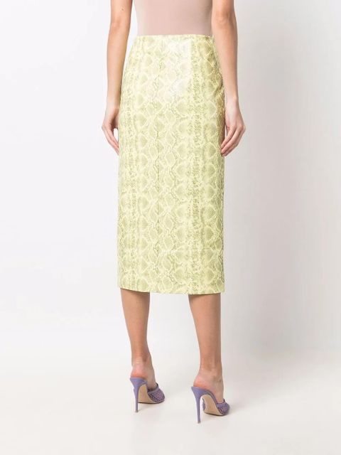ROTATE BIRGER CHRISTENSEN snakeskin-print skirt - Yellow
