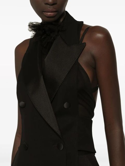 Dolce & Gabbana open-back virgin wool-blend waistcoat - Black