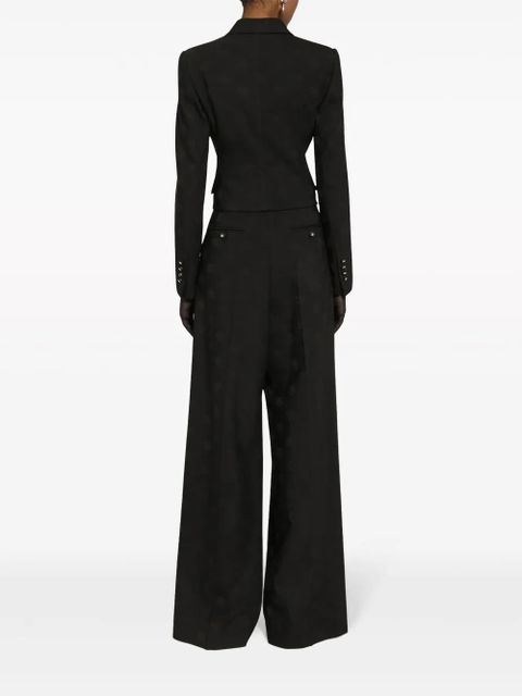 Dolce & Gabbana logo-jacquard wool palazzo pants - Black