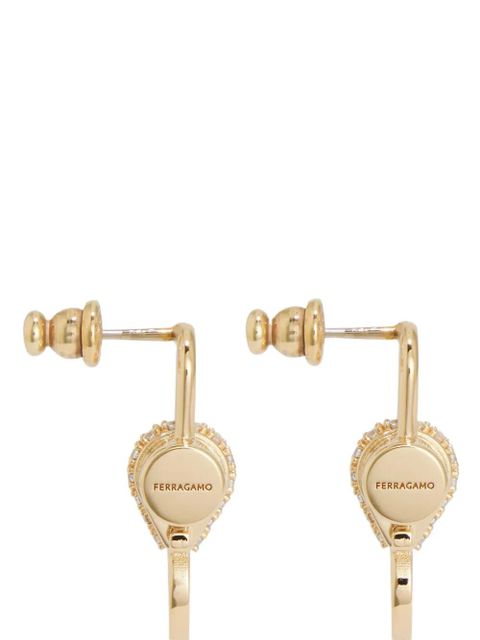 Ferragamo crystal embellished padlock earrings - Gold
