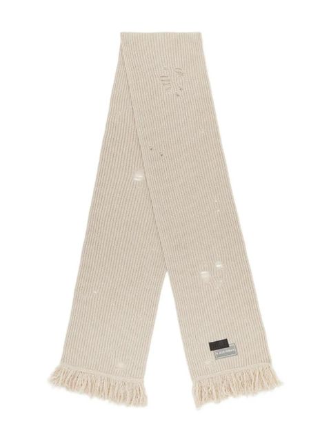 MM6 Maison Margiela ribbed frayed-edge scarf - Neutrals - zdjęcie produktu nr 1