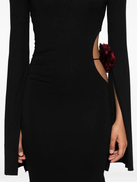 MANURÍ floral-appliqué jersey maxi dress - Black