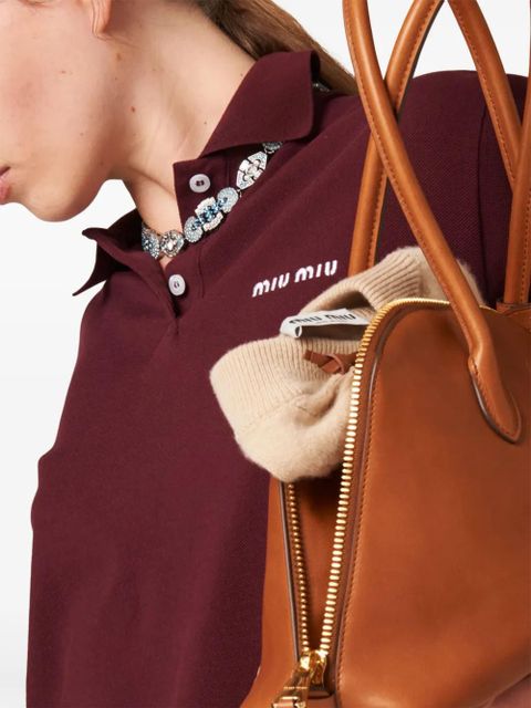Miu Miu logo-embroidered cotton polo shirt