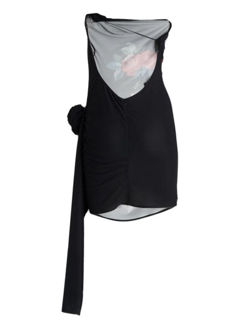 Magda Butrym one-shoulder floral-print mini dress - Black - zdjęcie produktu nr 2