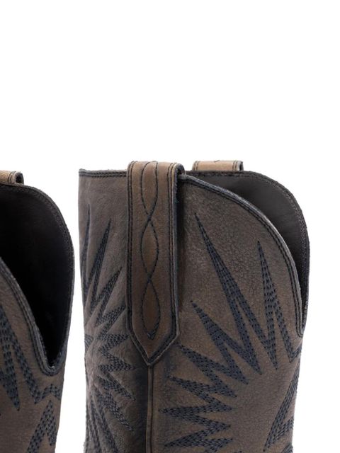 Golden Goose star-embroidered leather boots - Grey