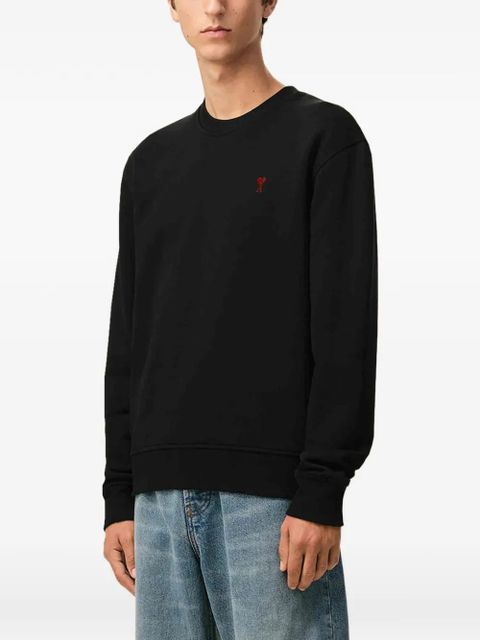 AMI Paris embroidered-logo cotton sweater - Black