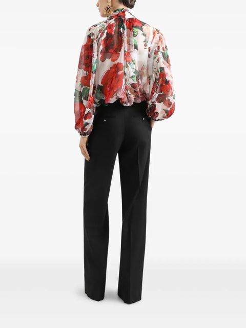 Dolce & Gabbana Rose-print chiffon blouse - White