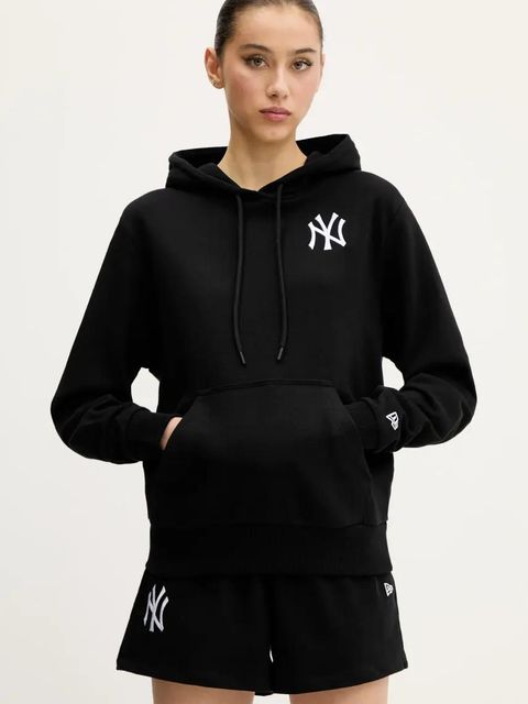 New Era bluza damska kolor czarny z kapturem z aplikacją 60564904 - zdjęcie produktu nr 1