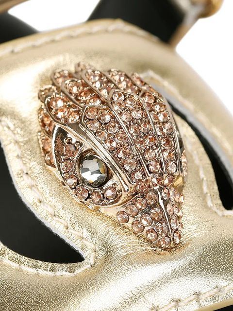 Kurt Geiger London klapki skórzane Eagle Cut Out Sandal damskie kolor złoty na platformie 4732666109